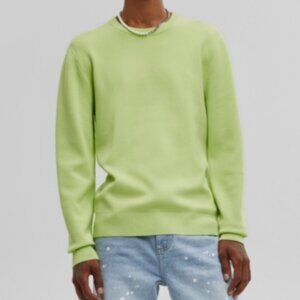 Mode of One Mens Regular Fit Crewneck Sweater Acid Green Color Size XXL